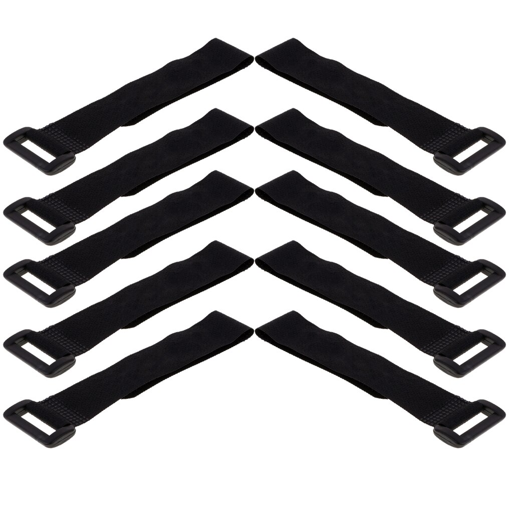 10 Pieces Nylon Hook and Loop Straps Fastening Cable Ties with Buckle Black