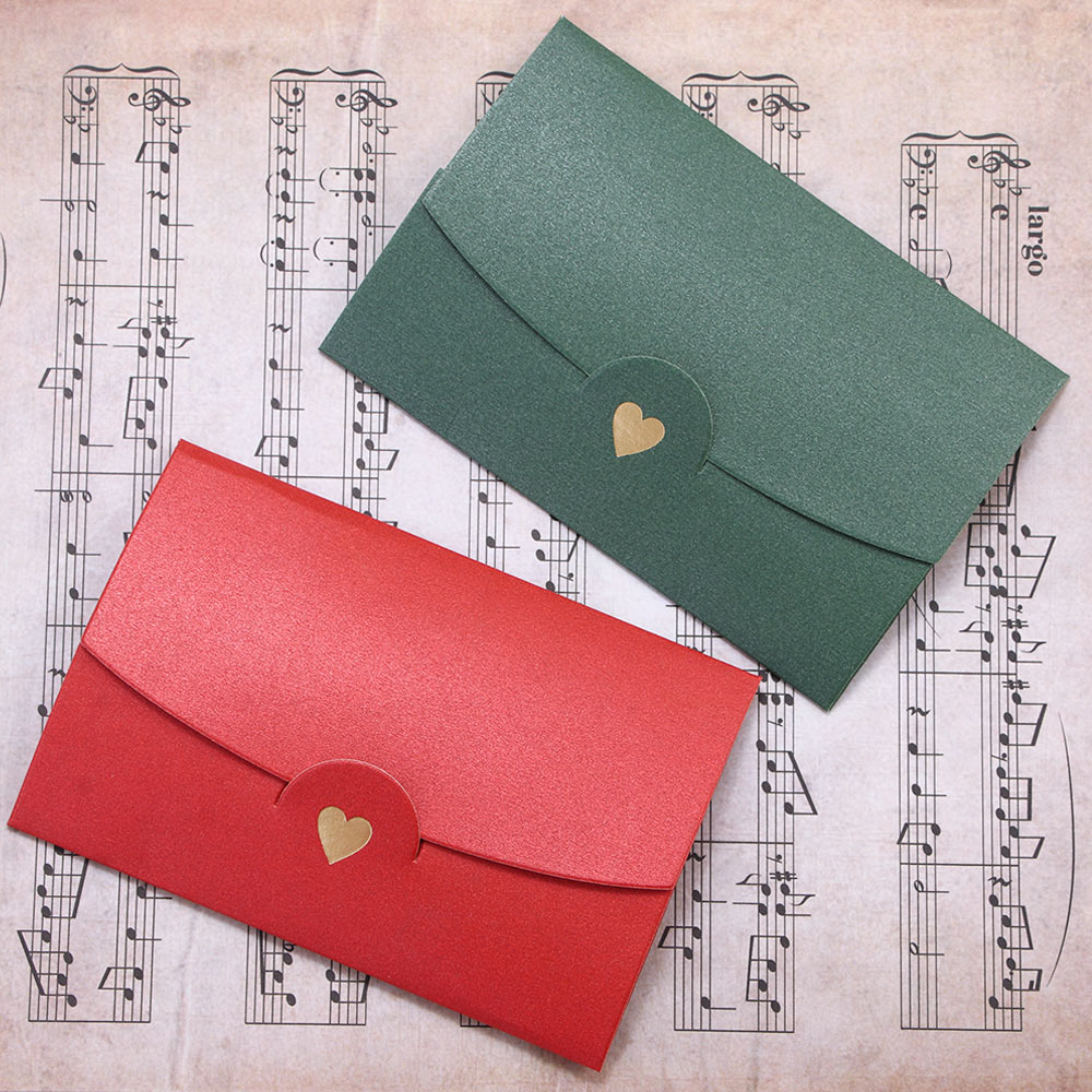 (10 pièces/lot) 10.5*7CM petite carte de voeux nom carte enveloppe estampage à amour nacré papier Mini enveloppes