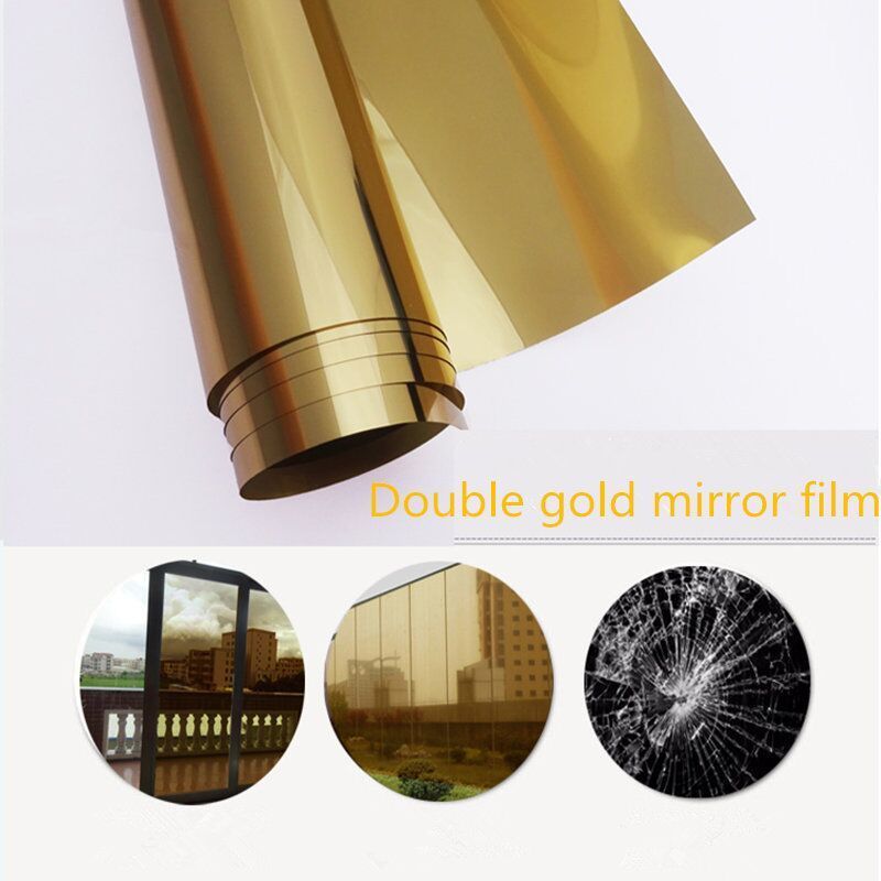 SUNICE-película Solar polarizado ventana UV reflectante espejo dorado, pegatina de vidrio, aislamiento térmico tintado, calcomanías de privacidad para construcción del hogar