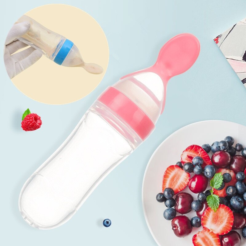 Baby Complementary Food Bottle Silicone Baby Bottle Infant Training Squeeze Spoon