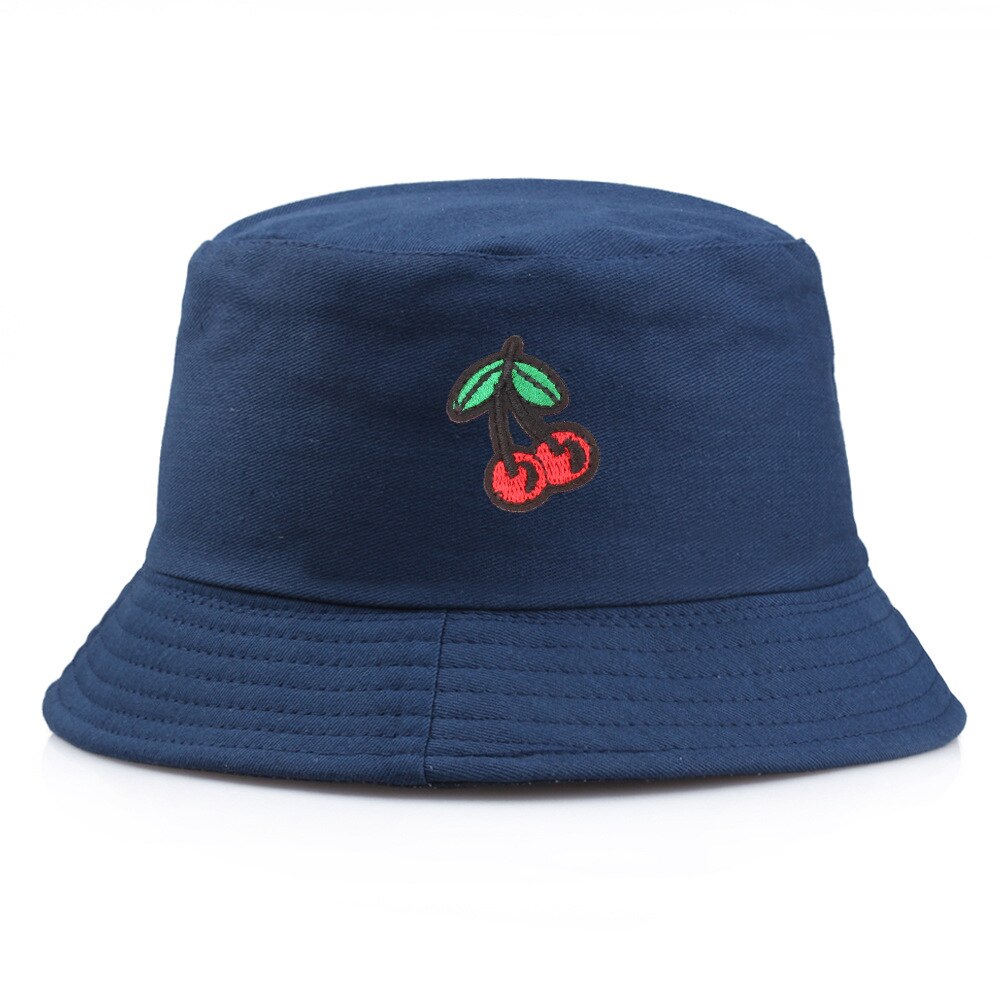 Fruit Cherry Bucket Hats For Girls Women Reversible Fisherman Hat Panama Bob Hat Summer Sun Hat: Navy