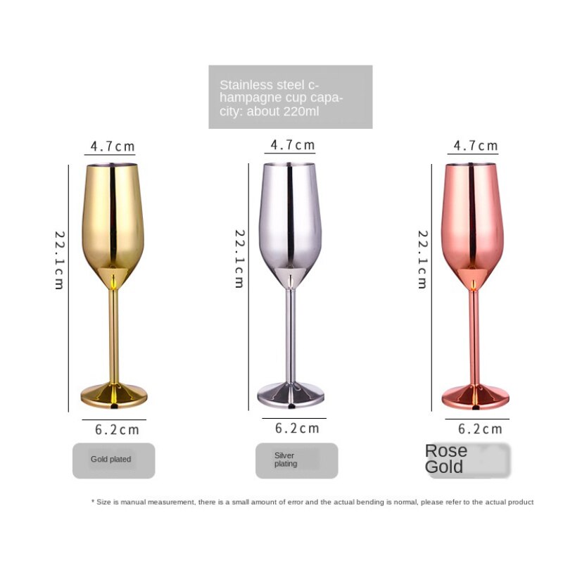 304 Stainless Steel Food Grade Red Wine Goblet Glass Cocktail Glass Metal Wine Glass Bar Restaurant Goblet Rose Gold