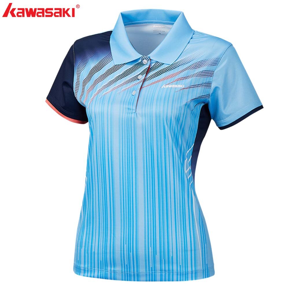 2019Kawasaki camiseta de mujer antisudor camisetas de tenis de poliéster de manga corta Camisa deportiva de cuello para damas Fitnes gimnasio ST-S2101