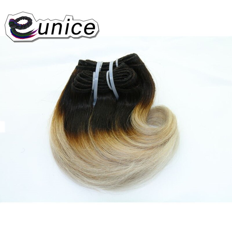 Tissage synthétique Body Wave court ombré-Eunice | Mèches de cheveux, 8 pouces 100g 12 couleurs, 4 pièces/lot: T1B/613