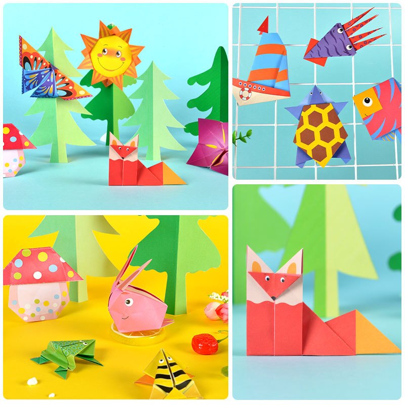 54 Stks/set Cartoon Patroon Thuis Origami Kingergarden Art Craft Diy Educatief Speelgoed Papier Dubbelzijdig Creativiteit Speelgoed Voor Kids