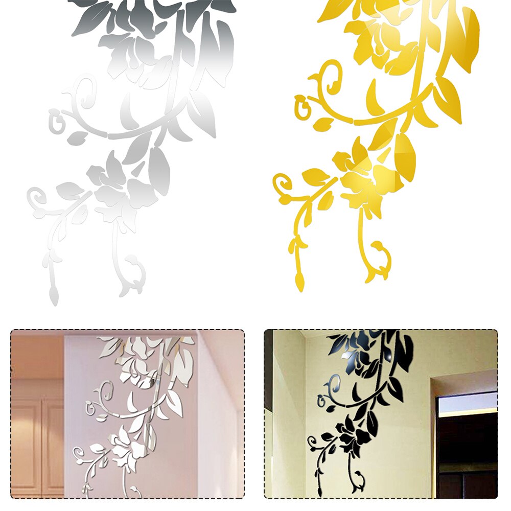 3D Diy Acryl Spiegel Stickers Voor Kamer Decoratie Bloem Muurdecoratie Sticker Woonkamer Slaapkamer Muur Decor Thuis Sticker