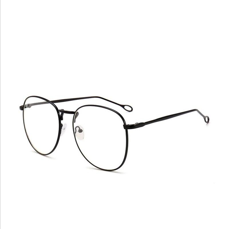 Occhiali da computer ovali con montatura in metallo di moda per personalità unisex anti-UV donna uomo occhiali da vista occhiali finti: nero