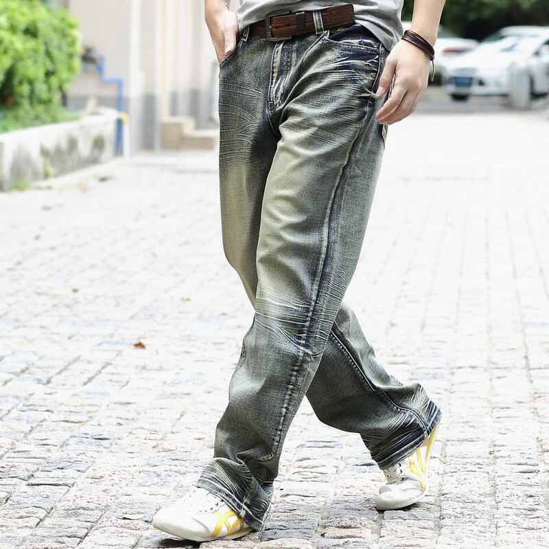 Jean style rétro pour homme, pantalon en Denim, coupe ample, coupe droite, en coton, style Hip Hop, Streetwear, Skateboard, Baggy, grande taille 44