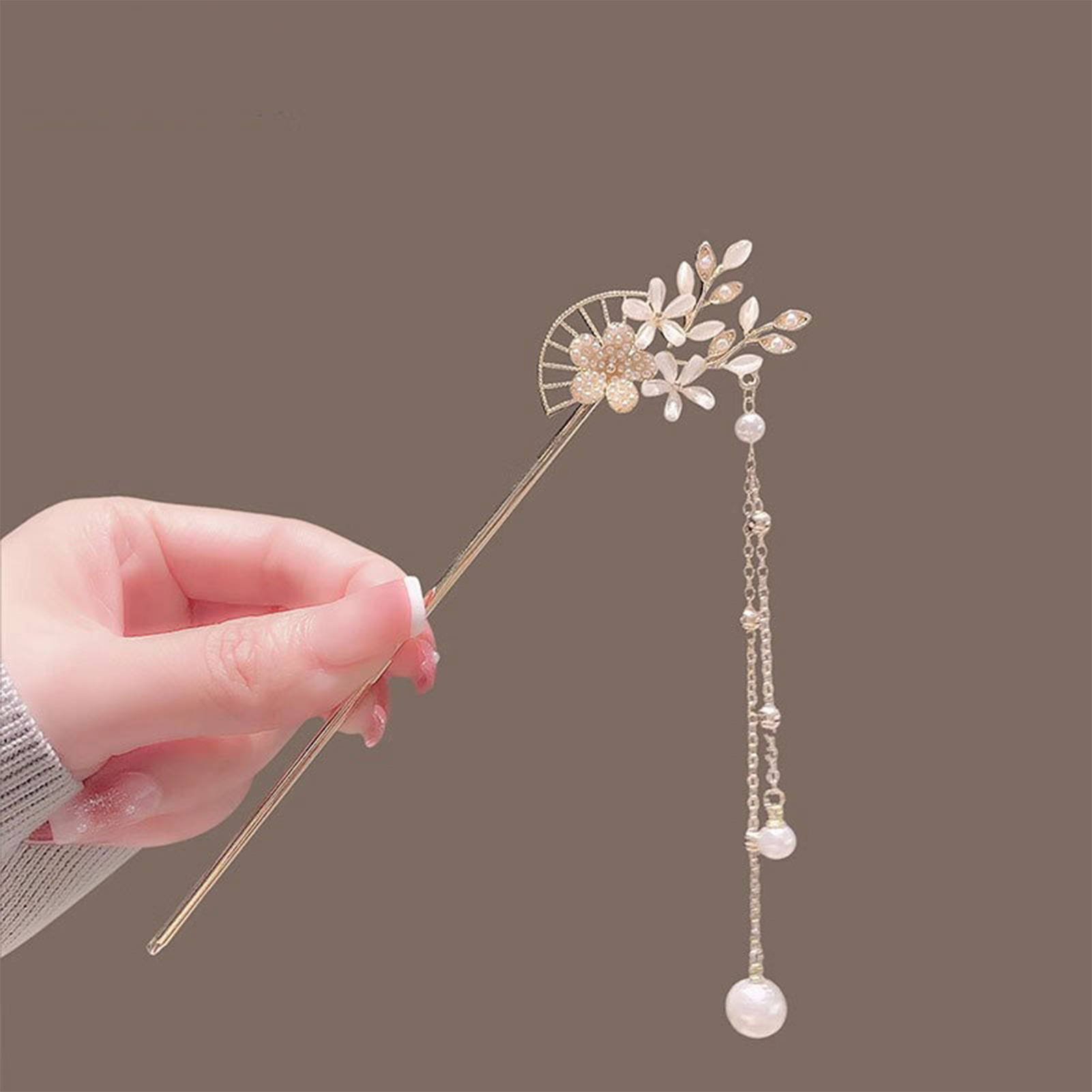 Palillos para el cabello de estilo chino Vintage, horquillas para mujeres y niñas, horquilla de flores, Clip para el cabello, tocado Hanfu, joyería, accesorios para el cabello: Ninguno