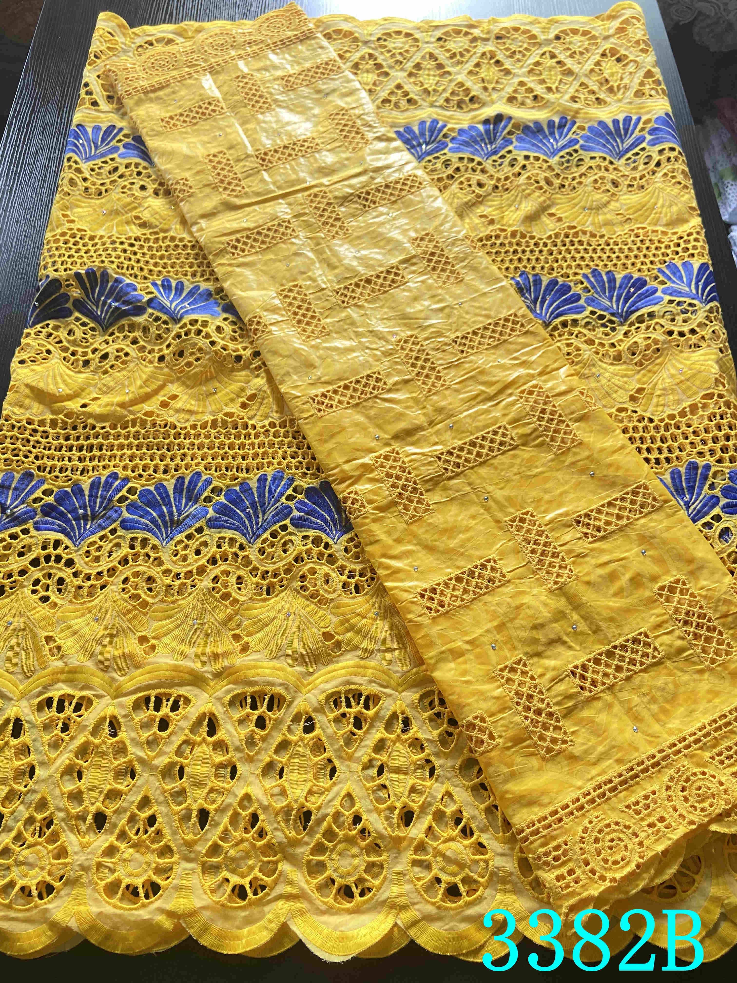Dentelle sèche Bazin, tissu Bazin, 2.5 + 2.5 mètres, tissu de , dentelle africaine, guinée, africaine, Voile de suisse, YA3382B: Picture 9
