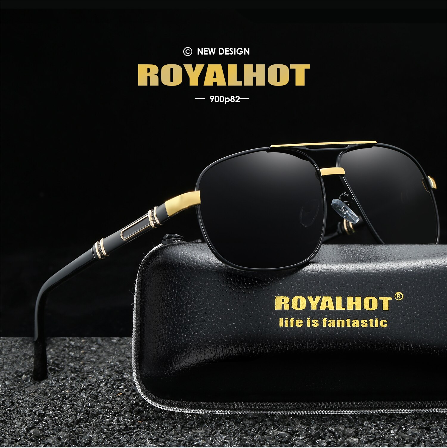 RoyalHot Mannen Vrouwen Gepolariseerde 2 Balken Zonnebril Aloly Frame Zonnebril Rijden Bril Shades Óculos masculino Mannelijke 90082