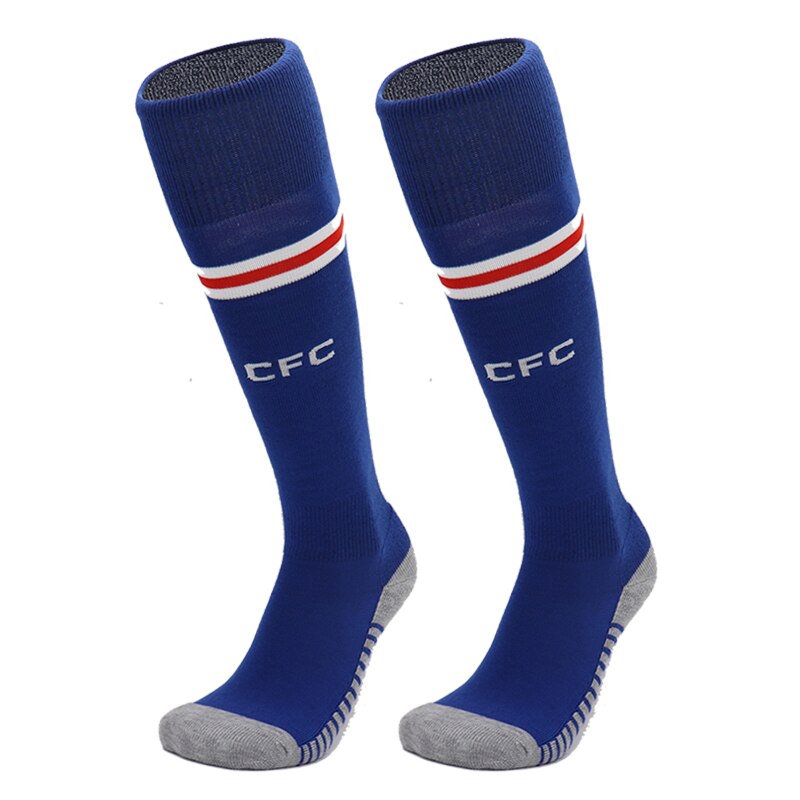 Men Sports Soccer Socks Football Club Sock Knee-High Breathable High Elastic Adult Kids Long Stocking Socks Boy: QEX Blue / for Adult