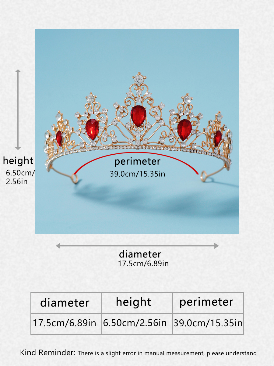 Itacazzo bridal headwear crown, classic red - ColourTiras suitable for women's weddings and birthday parties: Blue Zinc Plated