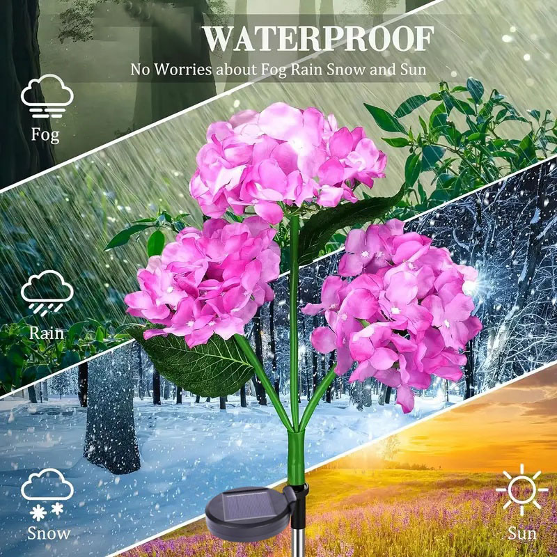Tuinverlichting op zonne-energie Buitenverlichting, kleurrijk hortensia kunstbloemlicht op zonne-energie voor tuinpaddecoratie