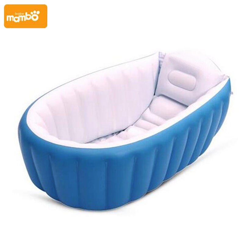 Bärbar uppblåsbar baby bad barn badkar förtjockning hopfällbar tvättbänk barn badkar baby pool: Blå