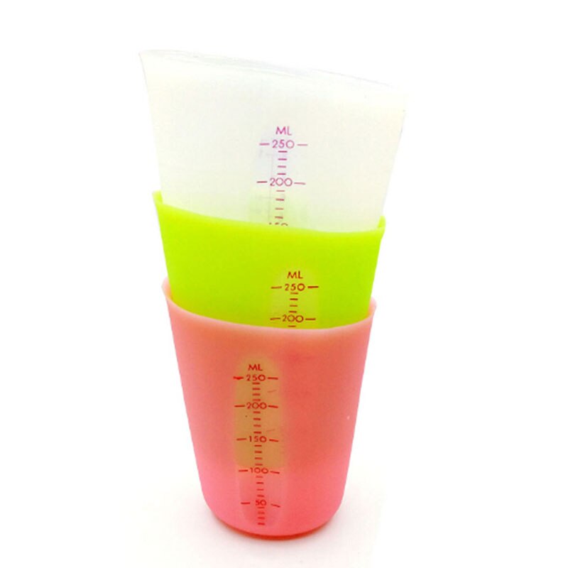 1 ud. Taza medidora de silicona para alimentos de 250ml vaso graduado utensilios medidores de cocina para hornear copas lindas de Color sólido