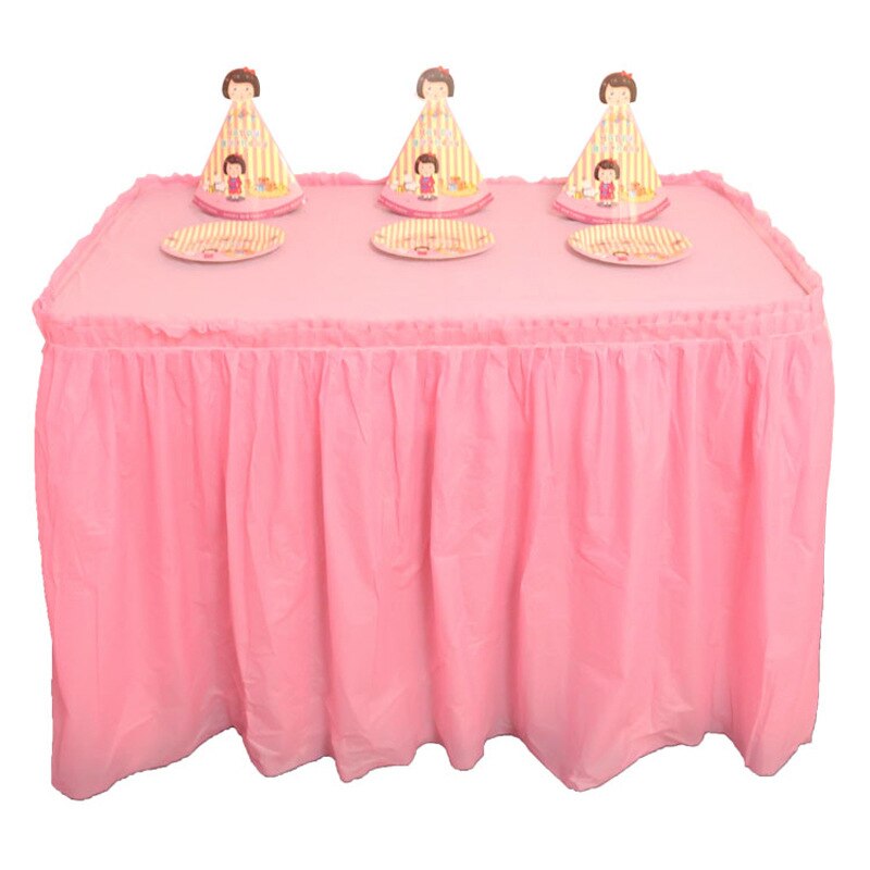 Dessert Tafel Plastic Roze Tafel Rok Tafelkleed Voor Waterdichte Kinderen Verjaardag Wedding Party Tablel Decoratie