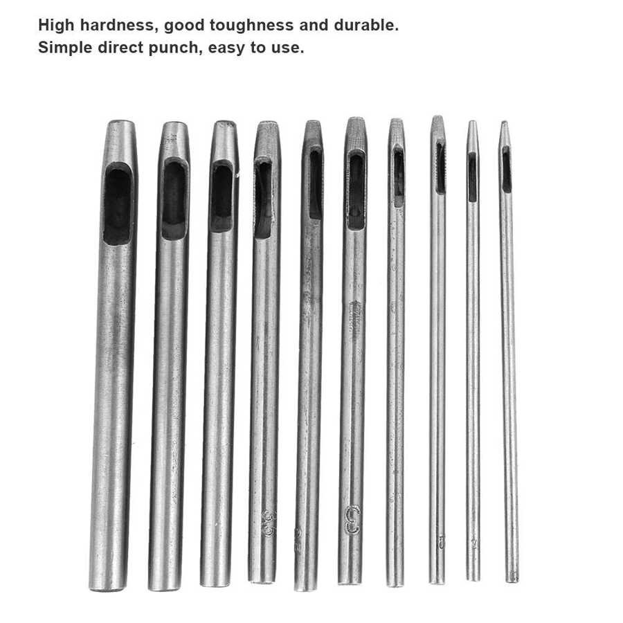 10pcs Heavy Duty Hollow Punch Tool Set Gasket Leather Rubber Punching Hole