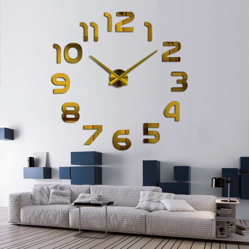 Reloj de puntero, relojes de cuarzo, relojes de , reloj de pared Real en 3d, pegatina de espejo apresurado, Diy, decoración para sala de estar, reloj de pared Digital
