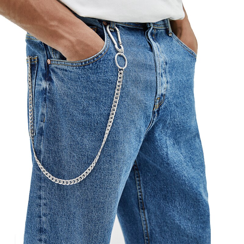 45cm Edelstahl Punk Hüfte-hüpfen modisch Gürtel Taille Schlüssel Ring Hosen Kette Männlichen Hosen Kette Männer Jeans Punk Brieftasche Kette