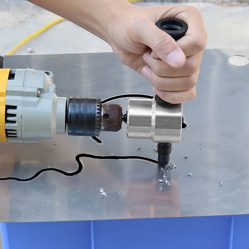 Metal Sheet Double Headed Nibbler Cutter Drill Attachment Cutting Tool with Mini Wrench