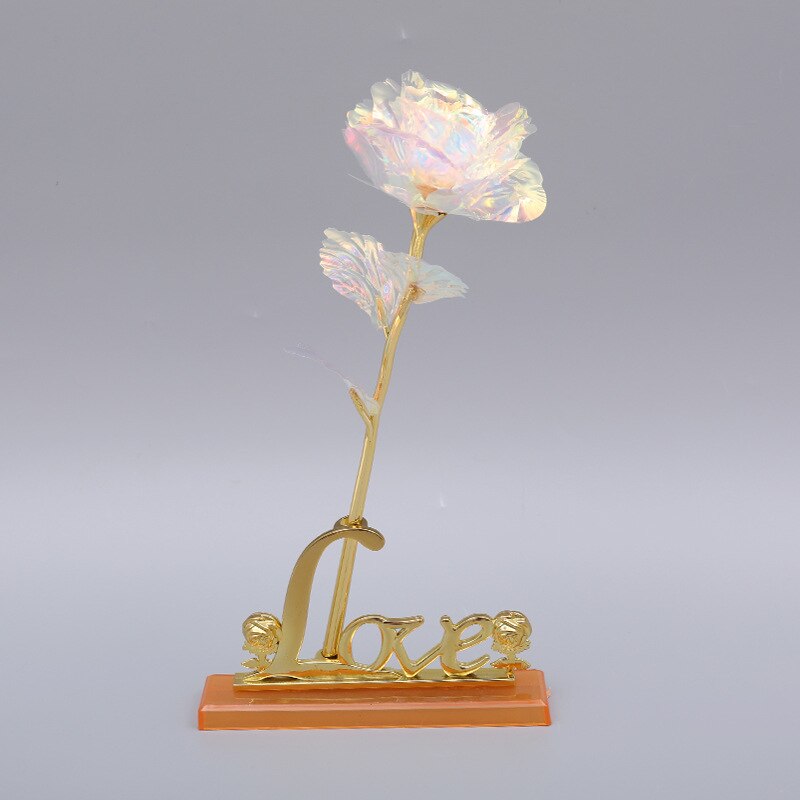 Galaxy Rose Eternal 24K Gold Flower Foil Plastic Artificial Roses Valentines Day Beauty Golden Flowers for Wedding Decor