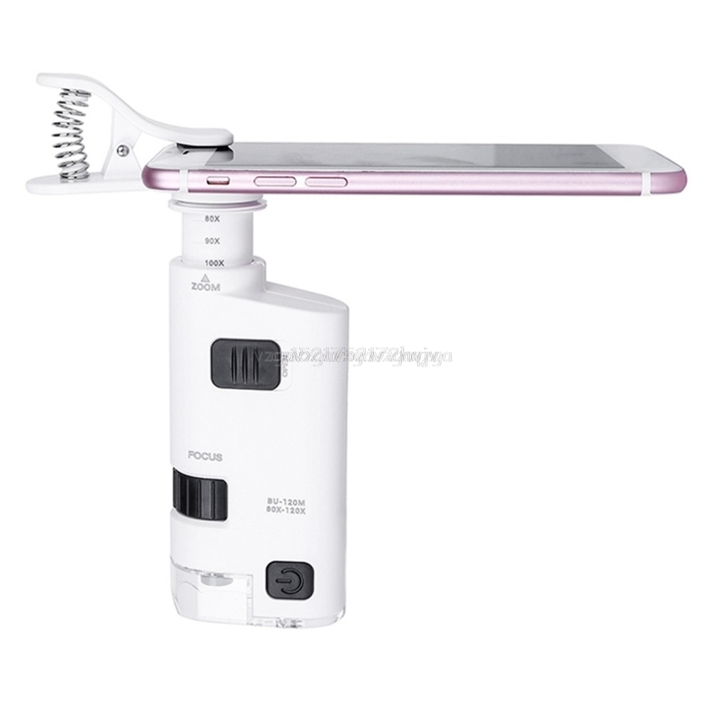 80-120x led mobiltelefon mikroskop universal clip-typ mobiltelefon mikroskop förstorare med led lampa förstorare lupp  d29