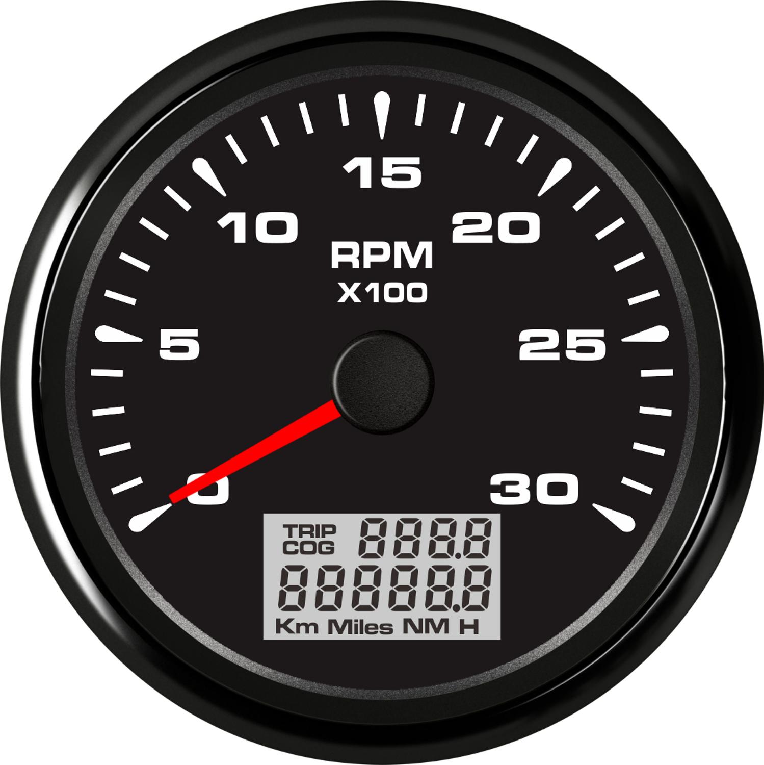 Universal 85mm rpm omdrejningstæller måler 0-3000 rpm /0-4000 rpm /0-6000 rpm /0-8000 rpm marine lcd omdrejningsmålere med trip timetællere: Bn 3000 omdr./min