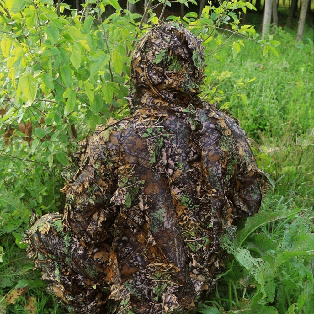 Poncho de hoja biónica 3D, trajes Ghillie de jungla, ropa de camuflaje de caza, malla de Yowie para caza