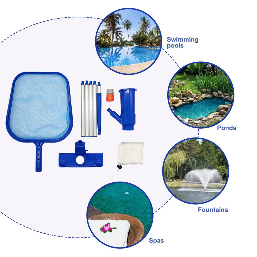 Swim Pool Cleaning Kit Portable Pool Vacuum Jet Cleaner Spa/pool Maintenance Set Handheld Nozzle Vacuum Head Oil Skimming Net