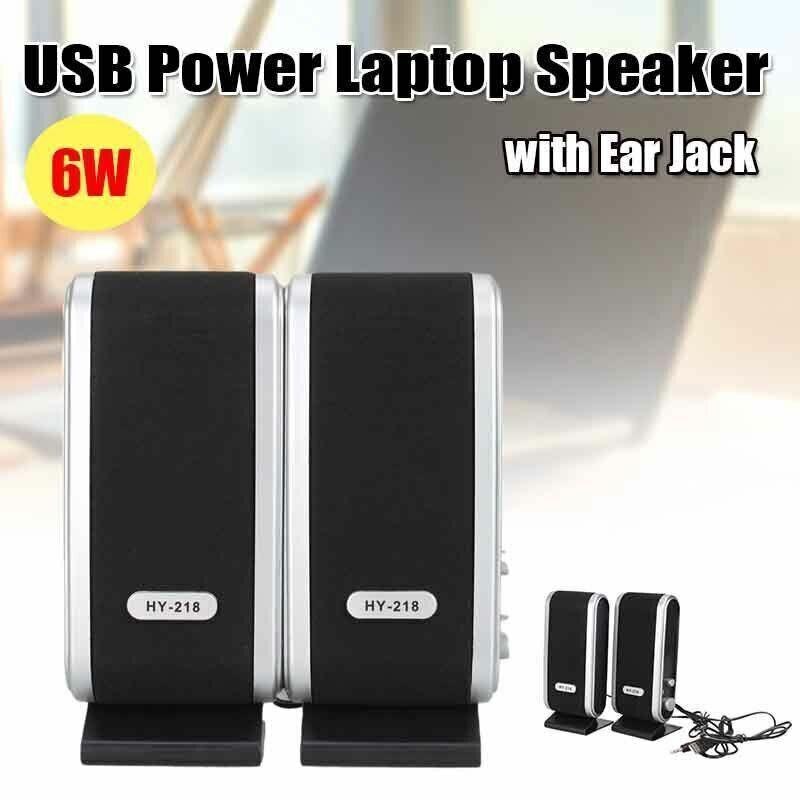 2 Pcs USB Power Computer Speakers Stereo 3.5mm with Ear Jack for Desktop PC Laptop