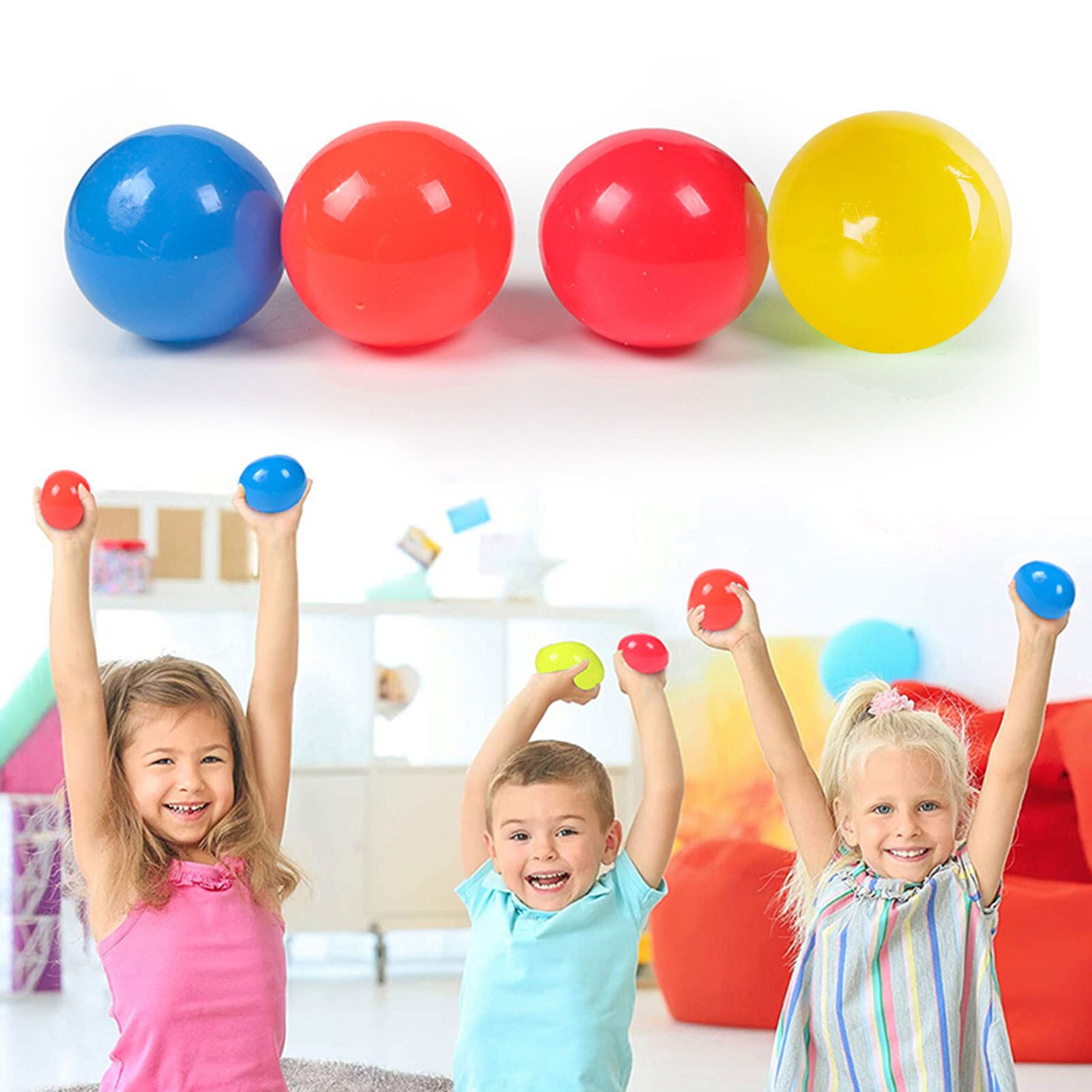 1/4/8 pièces boules collantes lumineuses jeter au plafond boule de décompression cible balle de courge collante jouet de décompression d'aspiration pour les enfants