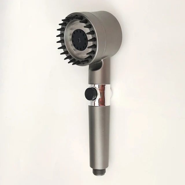 Hogedruk Vierkante Douchekop 3-Mode Verstelbare Spray Met Massage Borstel Filter Regendouche Kraan Badkamer Accessoires: WHITE