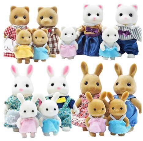 Simulazione per bambini famiglia di animali della foresta 1:12 mobili per case delle bambole figura carina coniglio in miniatura bambine giocattoli regali