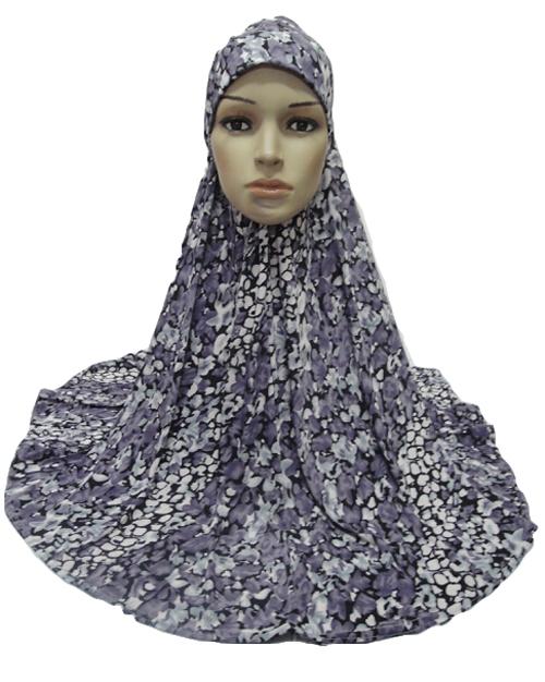 Chapeau Khimar avec Hijab pour femmes musulmanes, 1 pièce, tête arabe, col complet, châle pour la prière du Ramadan du moyen-orient, Niqab,: Blue Gray