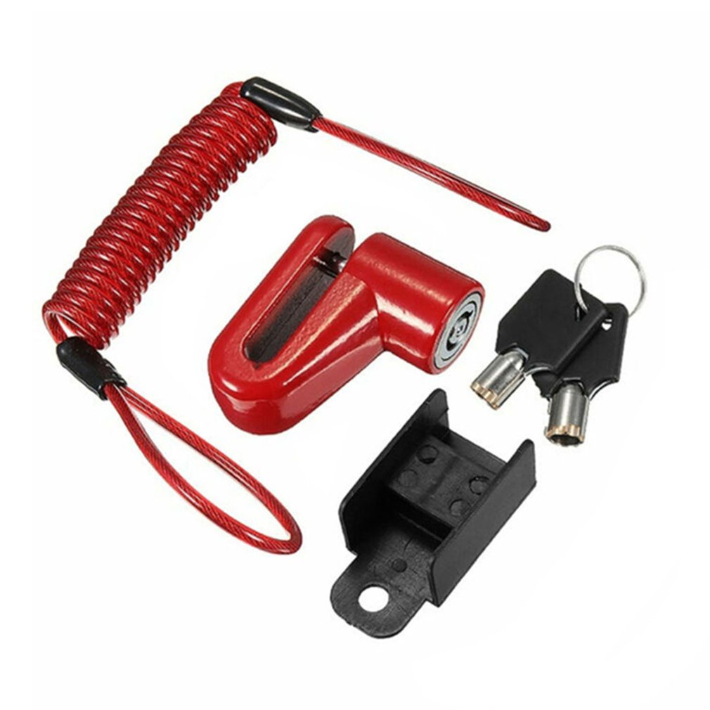 Candado antirrobo para patinete eléctrico, mecanismo de bloqueo de freno de disco para ruedas de scooter, con cable de acero, cerradura para Xiaomi M365: Red