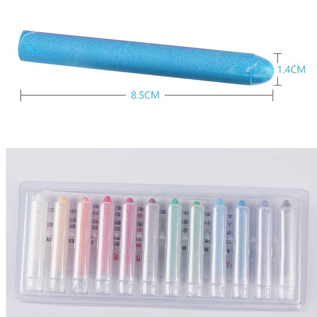 12Pcs Multicolor Water-Soluble Dust-Free Kids' Drawing Graffiti Chalk Sticks