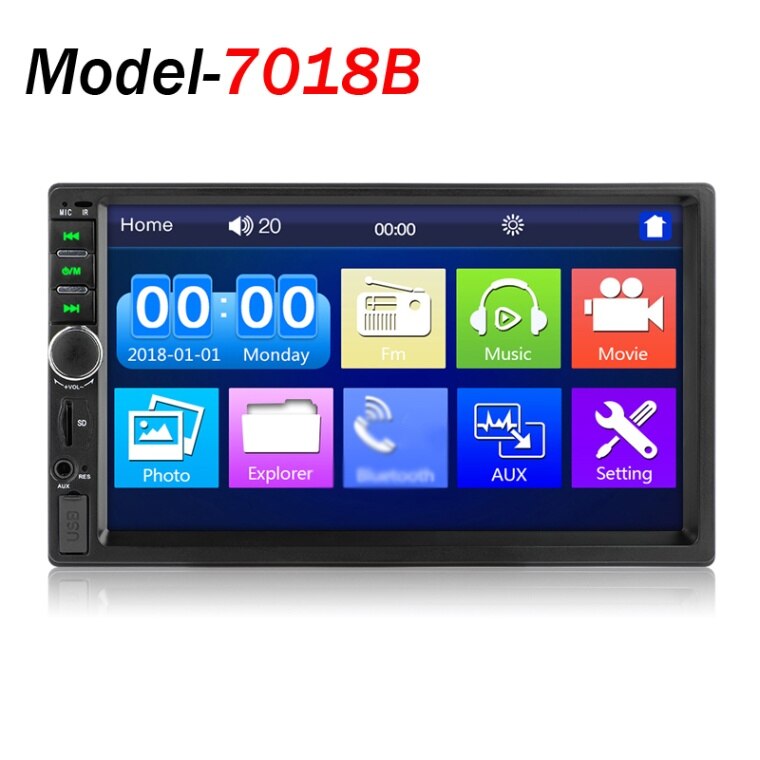 2 Din Stereo Receiver 2din Car Radio Autoradio 7" Hd Touched Screen 12v Car Stereo Player Bt + Remote Control 7010B / 7018B: 7018B