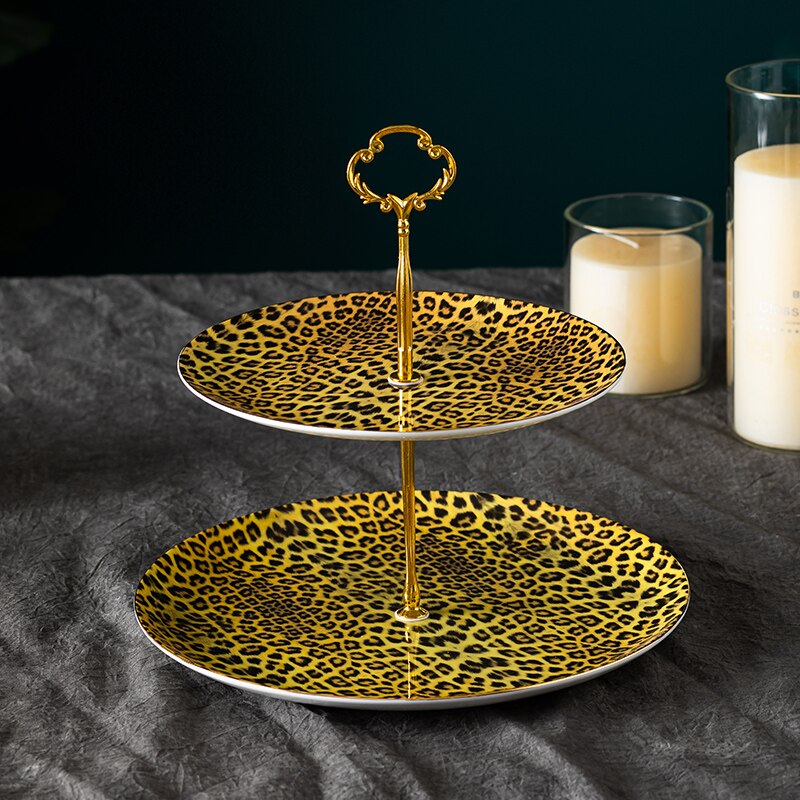 Leopard Print Coffee Set Bone China Coffeecup Saucer Creamer Sugar Jar Mugs Fruit Plate Ashtray Afternoon Tea Set For Home Kitch