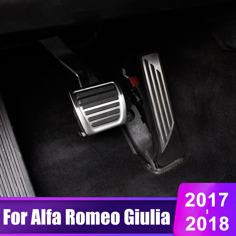 Stainless Steel Car Accelerator Pedal Brake Pedals Footrest Pedal Cover Interior Refit For Alfa Romeo Giulia Stelvio