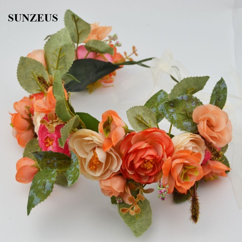 Flower Head Garland Wreath Hairwear Bridal Accessories Wedding Party Flowers Hairbands SQ227: picture color 4