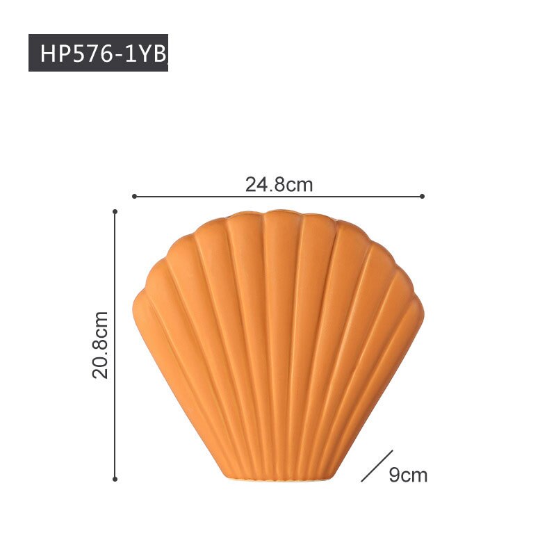 Simple morden home decoration ceramic vase shell artist decorative artist idea for wedding birthday event: 20.8x24.8x9cmDkyel