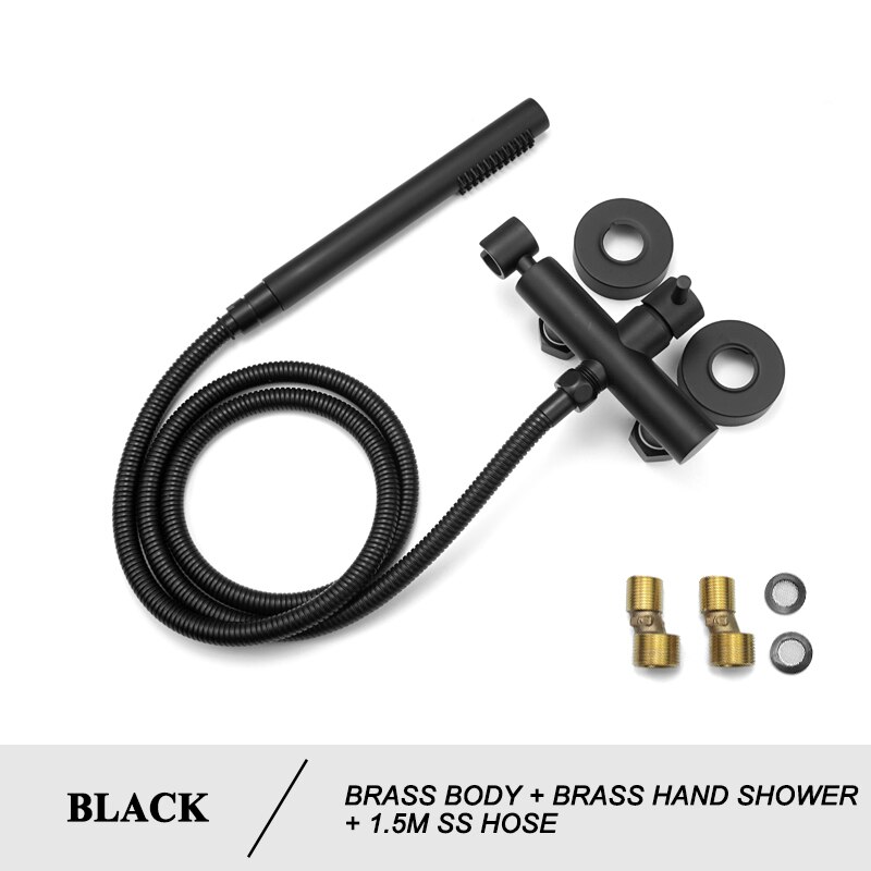 Chrome Black Bathroom Handheld Shower Set Brass Wall Mounted Cold Water Faucet Hand Shower Mixer System Brushed Gold Finish