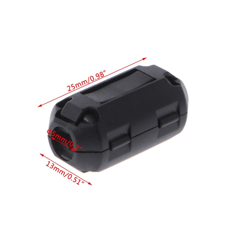 Black Clip-on Ferrite Ring Core RFI EMI Noise Suppressor Cable Clip For 3.5/5/7/9/13mm Cable