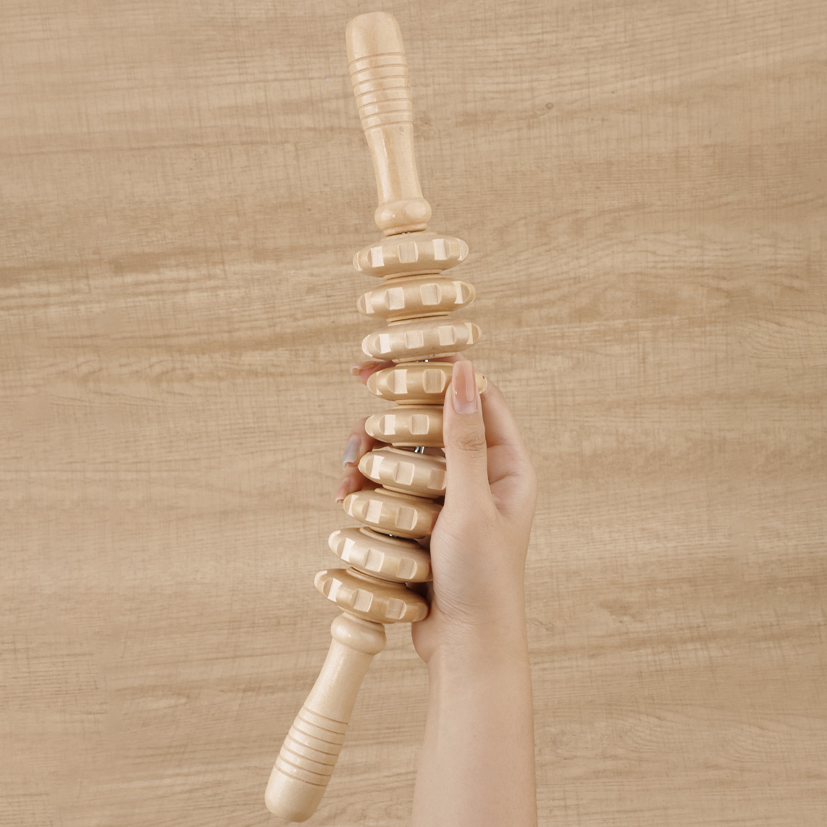 Rolo massageador de terapia de madeira, ponto de gatilho, bastão massageador para fáscia, celulite, músculo e abdômen, corpo, alívio da barriga muscular também