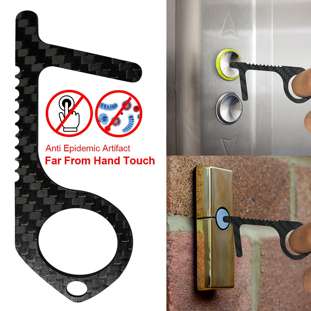 Kontaktløs hygiejne hånd antimikrobiel isolering messing legering døråbner bærbar presselift værktøj dørhåndtag nøglesikkert værktøj