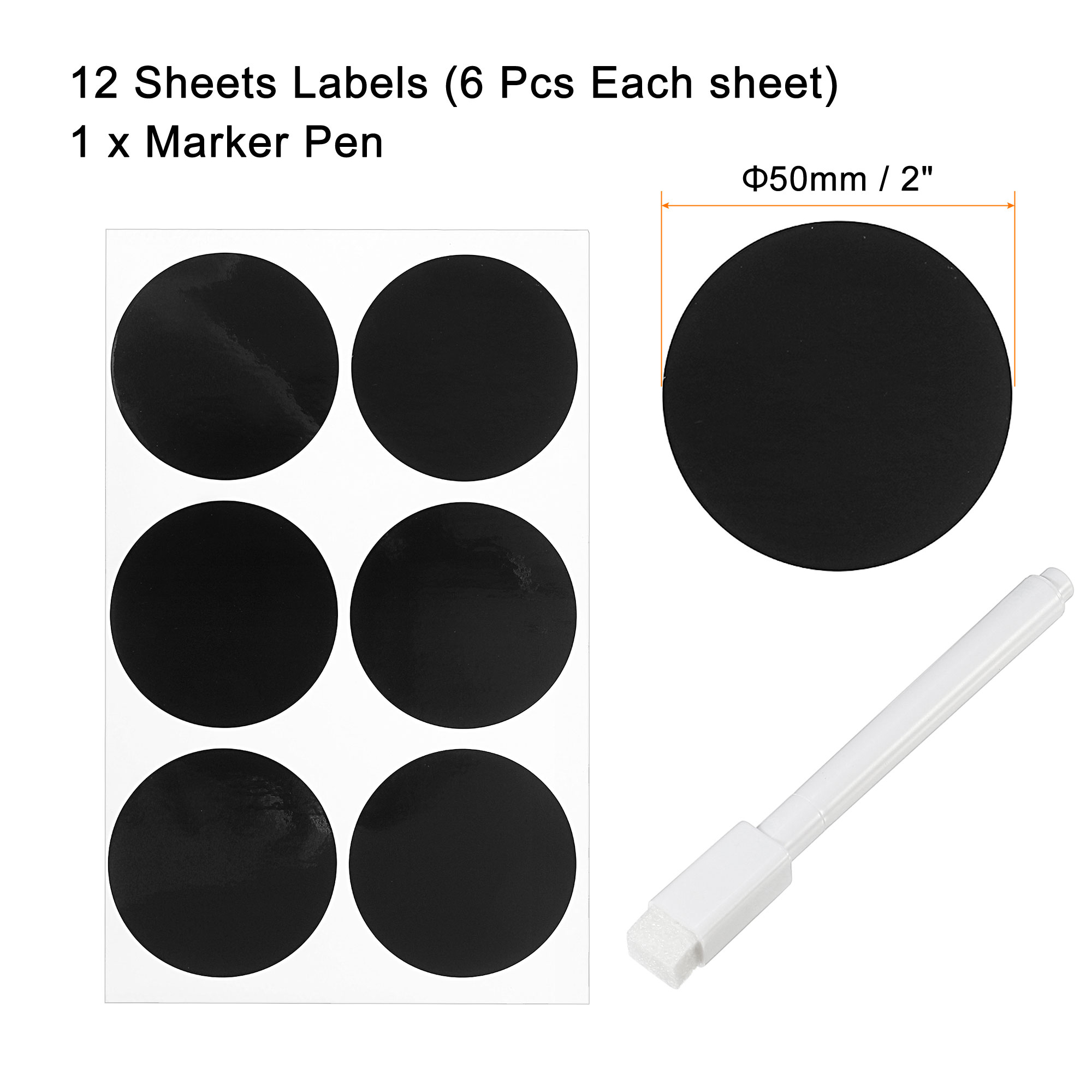 72/144 pezzi etichette adesive per lavagna nera rotonda etichette adesive per spezie da cucina etichette per bottiglie domestiche etichette pennarello cancellabile: Rosso