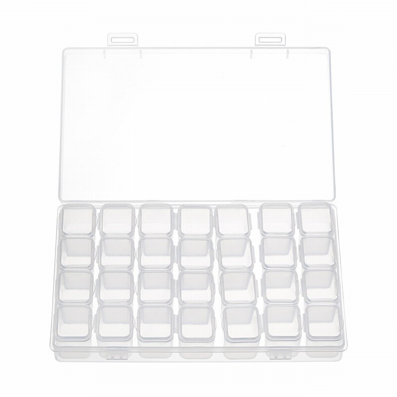 Caja de almacenamiento organizadora de pintalabios Multiple rejilla acrílico transparente maquillaje uñas taladro organizador caja para cosméticos y joyería titular: 28 Girds White