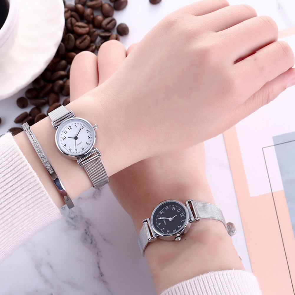 Luxe dameshorloge van roestvrij staal, prachtige kleine wijzerplaat, eenvoudig casual armbandhorloge, dames quartzhorloge