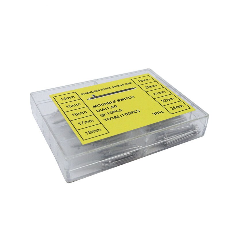 100 st klockarmband i rostfritt stål snabbkoppling fjäderstångsstift klockreparationsverktyg bandstift 14mm 15 16 17 18 19 20 21 22 24mm